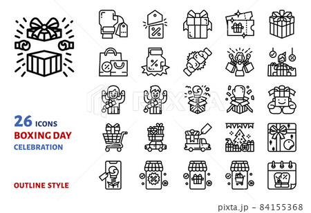 Boxing day sale outline icon vector set illustration Boxing day sale outline icon vector set illustration 84155368