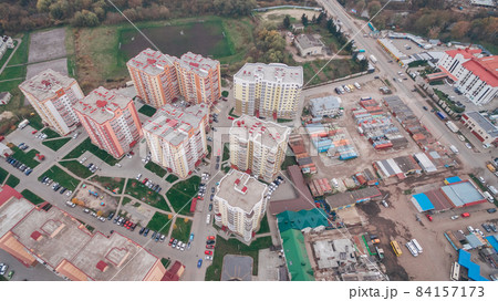 Aerial View of New Microdistrict in the Town Aerial View of New Microdistrict in the Town 84157173