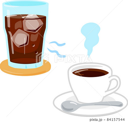 ホットコーヒーとアイスコーヒーのイラスト素材