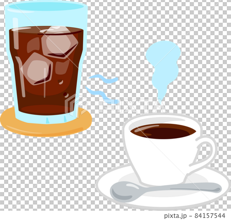 ホットコーヒーとアイスコーヒーのイラスト素材