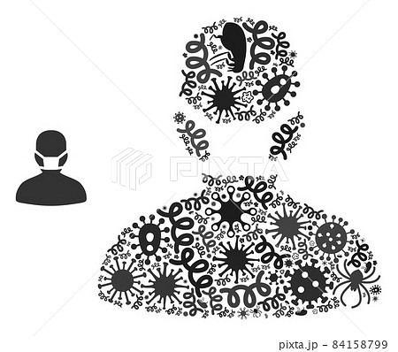 Composition Masked Man Icon of Infectious Microbes Composition Masked Man Icon of Infectious Microbes 84158799