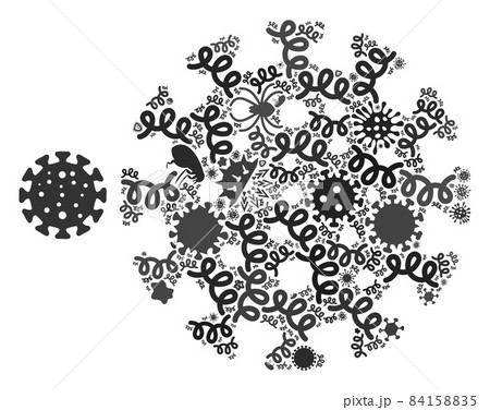 Collage Virus Icon of Flu Pathogens 84158835
