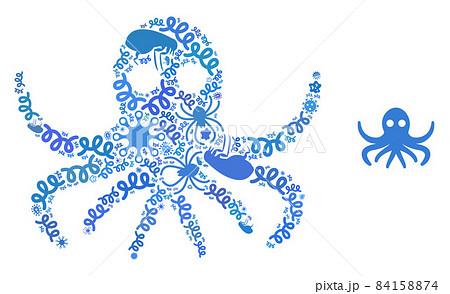 Composition Octopus Icon of Flu Microbes Composition Octopus Icon of Flu Microbes 84158874