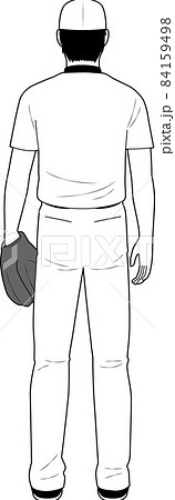 野球選手の後ろ姿 のイラスト素材
