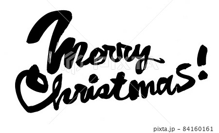 筆文字素材の手書きの【メリークリスマス】英語の筆記体のイラストロゴ 84160161