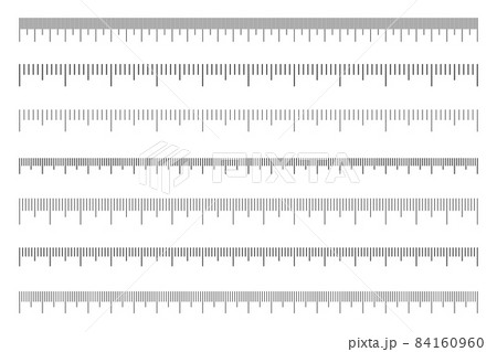 Scale of ruler set. Horizontal measuring chart with centimeters and millimeters markup. Distance, height or length measurement math or sewing tool 84160960