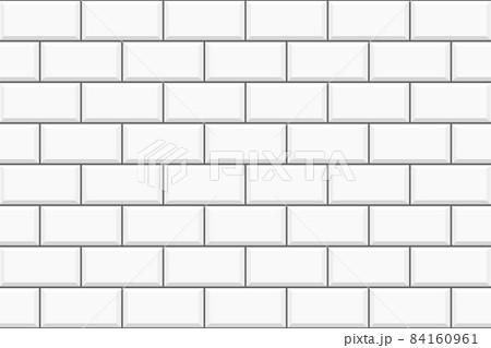White metro tile seamless pattern. Subway brick wall background. Stone or ceramic kitchen backsplash, bathroom wall or floor texture. Vector flat illustration 84160961