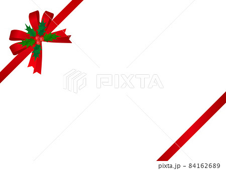 クリスマス リボン 赤いリボン ヒイラギ 柊 84162689