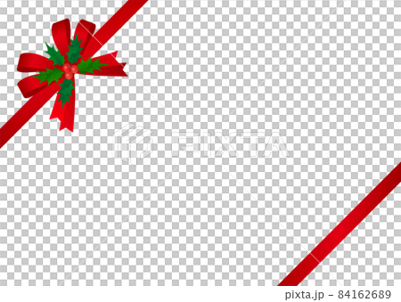 クリスマス リボン 赤いリボン ヒイラギ 柊 84162689