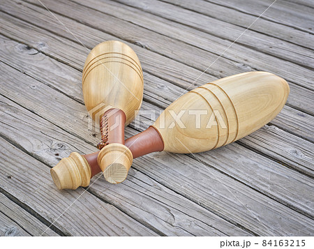 pair of wooden Indian exercise clubs 84163215