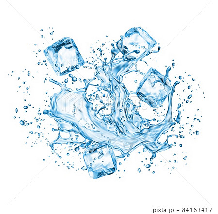 cool refreshing ice cube dropped into freshly poured water splashes frozen  in time Stock Photo - Alamy