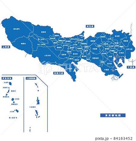 東京都地図 シンプル青 市区町村 東京都地図 シンプル青 市区町村 84163452