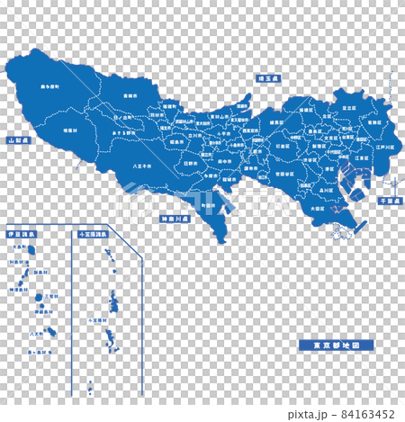 東京都地図 シンプル青 市区町村 東京都地図 シンプル青 市区町村 84163452