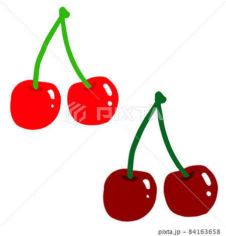 さくらんぼとアメリカンチェリーのイラスト素材 [84163658] - PIXTA