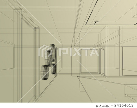 3d rendering of building corridor 84164015