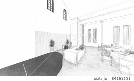 結婚式教会 新郎新婦　窓カーテン閉まる 84165151