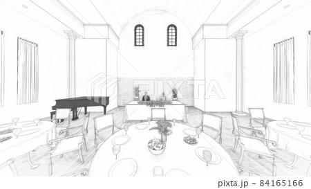 結婚式教会 新郎新婦　窓カーテン閉まる 84165166