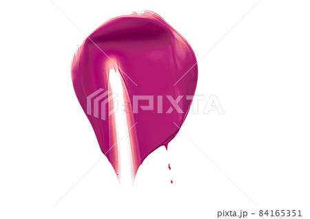 Purple beauty cosmetic texture isolated on white background, smudged makeup emulsion cream smear or foundation smudge, cosmetics product and paint strokes 84165351