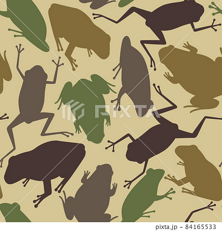 カエルの迷彩柄のシームレスパターンイラスト（ベクター） 84165533