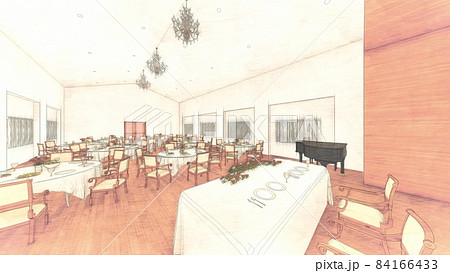 結婚式教会　三角屋根  人なし　窓カーテン閉まる 84166433