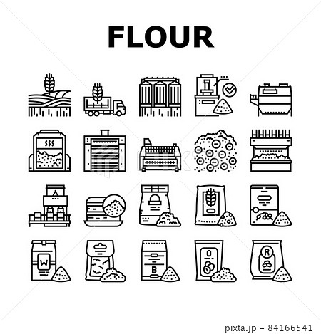 Flour Factory Industry Production Icons Set Vector 84166541