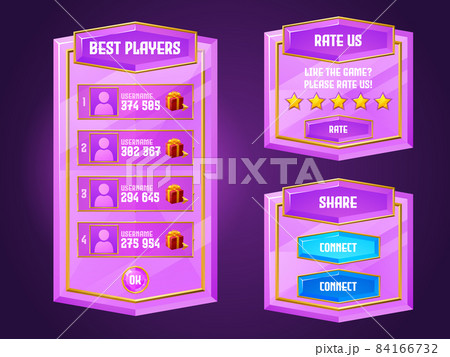 Diamond game menu, gamer ui panel with buttons Diamond game menu, gamer ui panel with buttons 84166732