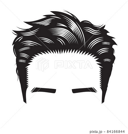 Man face with vintage hairstyles Undercut vector line art illustration. Man face with vintage hairstyles Undercut vector line art illustration. 84166844