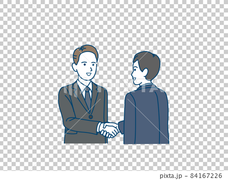 白人と握手をする日本のビジネスマン イギリス人 アメリカ人 外国人 渡米 来日 ビジネスのイラスト素材