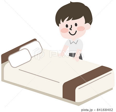 ベッドメイキングをする男性  84168402