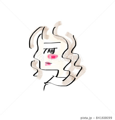 横顔美人のシンプルなイラストのイラスト素材