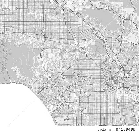 Urban city map of Los Angeles. Vector poster. Black grayscale street map. 84169499