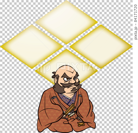 Shingen Takeda sitting in full dress [3 heads, family crest] 84171720