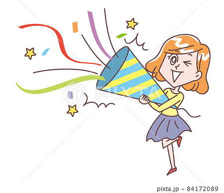 巨大クラッカーを鳴らしてる女性 巨大クラッカーを鳴らしてる女性 84172089