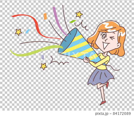 巨大クラッカーを鳴らしてる女性 巨大クラッカーを鳴らしてる女性 84172089