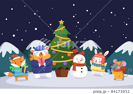 Cute animals on Christmas Eve 84173052