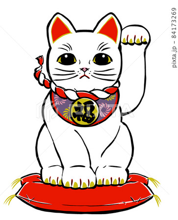 座布団に座って左前脚を挙げた無地の招き猫 筆描き・マット塗り 座布団に座って左前脚を挙げた無地の招き猫 筆描き・マット塗り 84173269