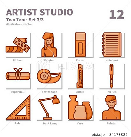 Artist Studio icons set, Two tone, vector and illustration set 3 Artist Studio icons set, Two tone, vector and illustration set 3 84173325