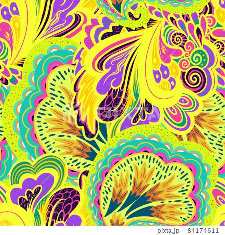 Funky colorful seamless psychedelic pattern for design and decoration. 84174611
