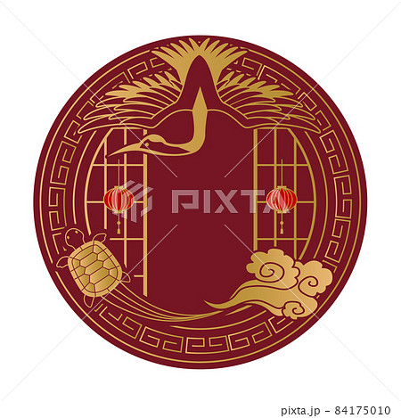 中華風　鶴　亀　フレーム枠 84175010