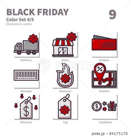 Black Friday icons set, Color, vector and illustration set 4 84175170