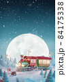Cute funny fairy Santa's Christmas train in a magical forest 84175338
