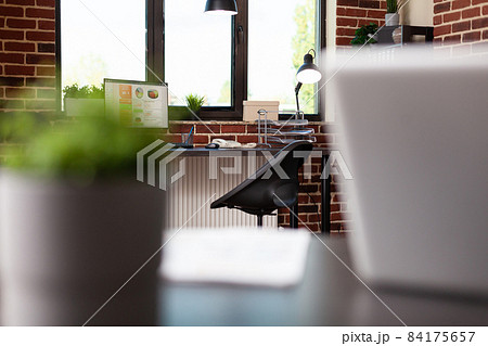 Close up of business office with computer and desk 84175657