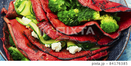 Homemade pancakes from beetroot 84176385