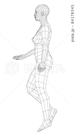 Wireframe walking woman 84176545