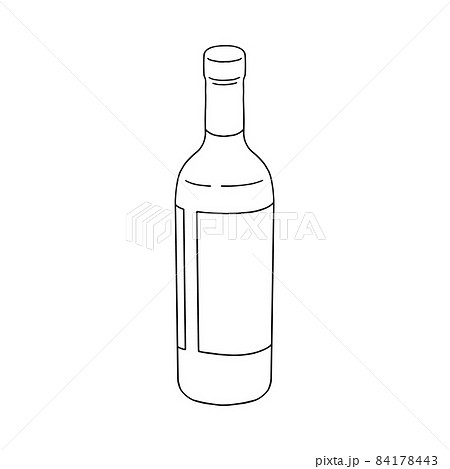 Bottle of wine hand drawn black line vector illustration isolated on white. 84178443
