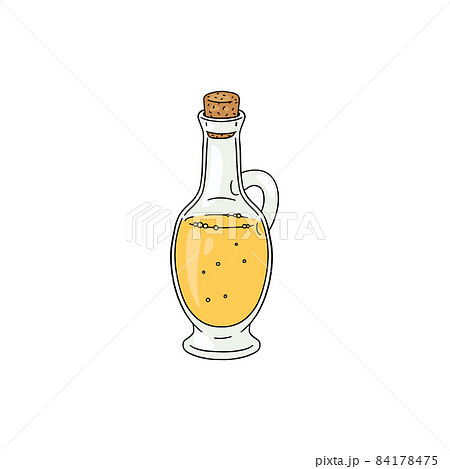 Olive oil in vintage glass bottle hand drawn color vector illustration isolated. Olive oil in vintage glass bottle hand drawn color vector illustration isolated. 84178475