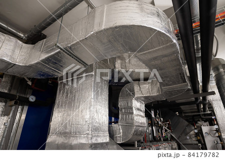 Ventilation rectangular pipes. Infrastructure in a residential building. Ventilation rectangular pipes. Infrastructure in a residential building. 84179782