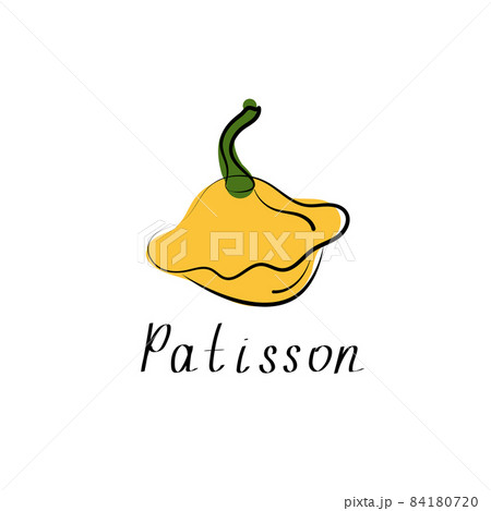 Patisson squash. Vegetarian logo. Organic food concept. Vector cartoon illustration 84180720