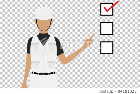 木匠高級女性姿勢,指著清單 木匠高級女性姿勢,指著清單 84181028