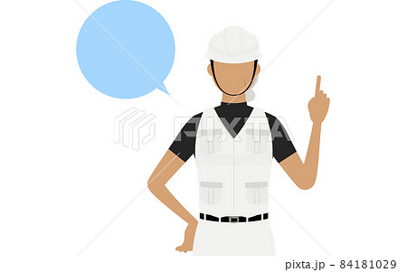 大工のシニア女性のポーズ、指さししながら話す 84181029